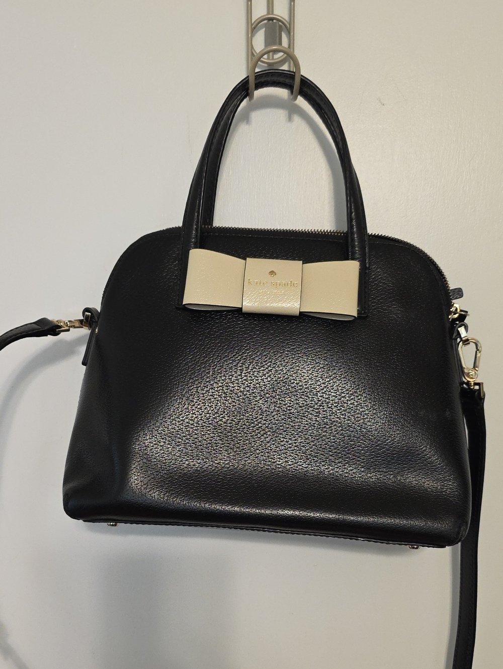 kate spade Black Satchel with Cream Bow Accent